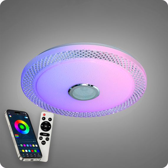 Люстра світлодіодна 517 Dlight RGB з пультом і  колонкою 80Вт Білий (02158) | Зображення 1