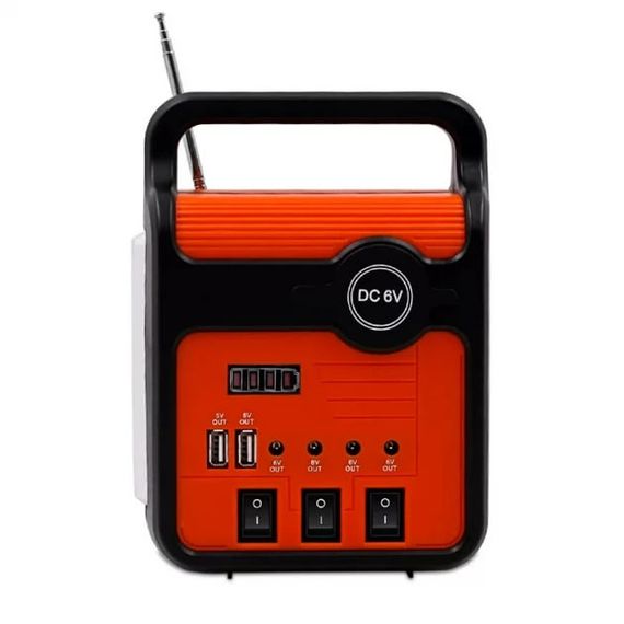 Аварійний ліхтар на сонячній батареї PowerBank EP-371BT - радіо-блютуз 9V 3W + 3 лампочки XPRO Чорно-помаранчевий (24433-EP-371B_1260) | Зображення 5