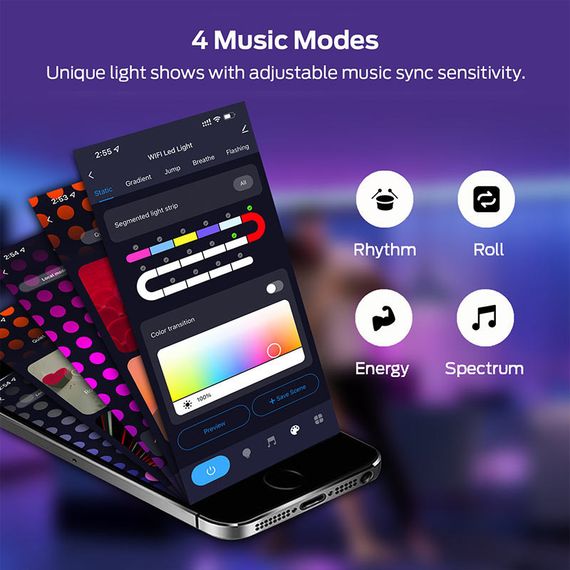 Настінна стрічка RGB LED LD05 Bluetooth EU Plug with app 12 V (5m) | Зображення 1