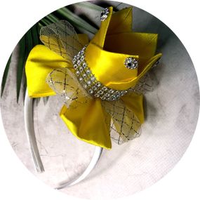 Корона з атласної стрічки на обручі Жовтий (852766)