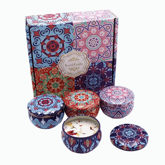 Набір №1 з 4 соєвих аромасвічок у подарунковій коробці, вага набору 240г Без бренду 58589-8