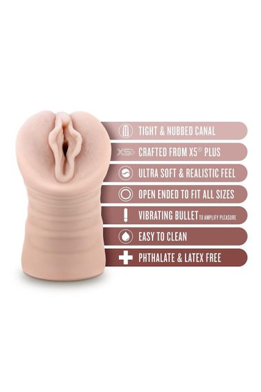 Мастурбатор-вагіна Blush Enlust Destini з віброкулею, бежевий, 11.5 см Sex Aura | Зображення 6