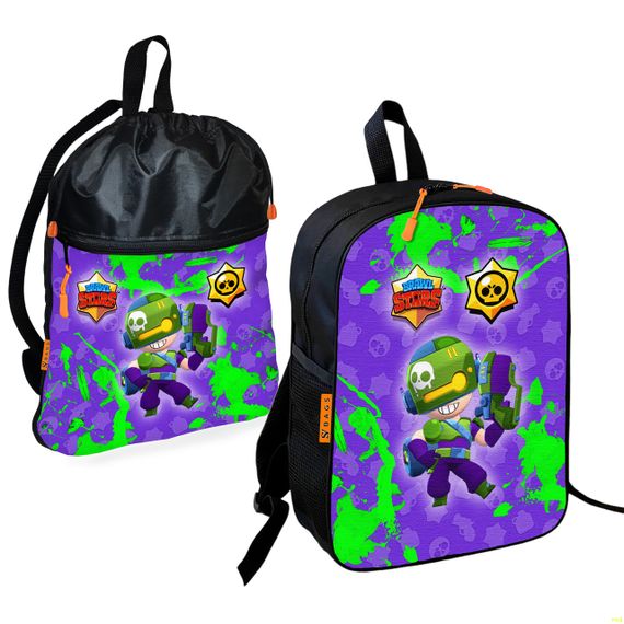 Школьный рюкзак детский Бравл Старс + Сумка для обуви спортивной формы рюкзак-мешок  для мальчика (01676)