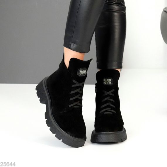 Круті чорні замшеві зимові черевики натуральна замша | Зображення 5