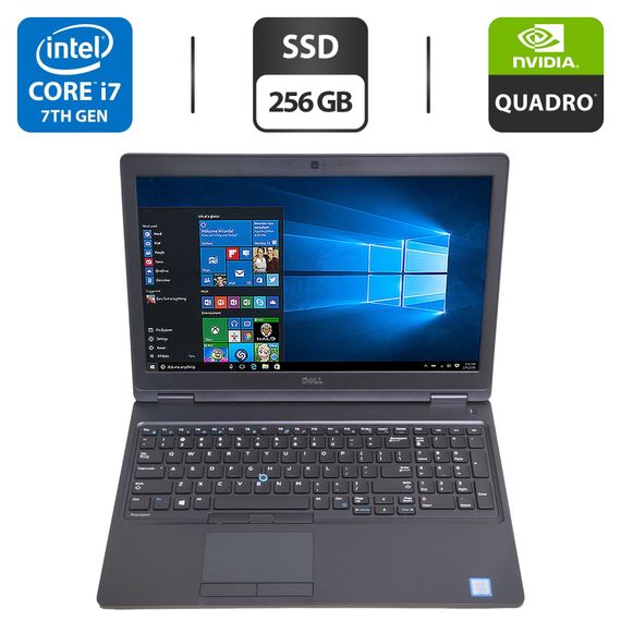 Мобільна робоча станція Dell Precision 3520 / 15.6" (1920x1080) IPS / Intel Core i7-7820HQ (4 (8) ядра по 2.9 - 3.9 GHz) / 16 GB DDR4 / 256 GB SSD / nVidia Quadro M620, 2 GB GDDR5, 128-bit / WebCam б/в