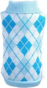Светр для собак та котів EcoToys Diamond М ромби біло-блакитний A: 26 см B: 30 см C: 20 см 6896