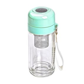 Термос скляний Hexagram із подвійними стінками та заварником 240 мл зелений HP-14-40GR