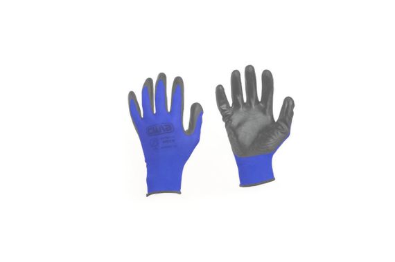 Перчатки с вспененным латексным покрытием р10 (серый+синий) СИЛА
