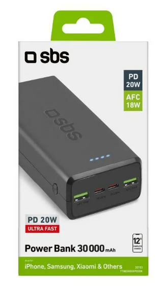 Повербанк SBS 30000mAh, 20W Чорний | Зображення 2