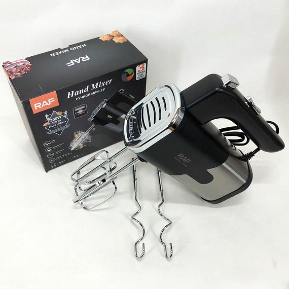 Міксер ручний на кухню RAF R-6630 5 швидкостей 2 насадки 300 W, двовінчиковий міксер, міксер для збивання | Зображення 9