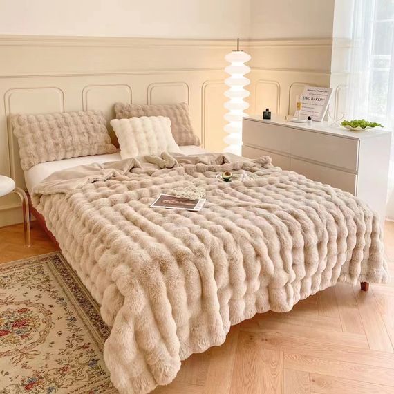 Плед Dushka Home Шиншила Пузырь 21776 200х230 см бежевый