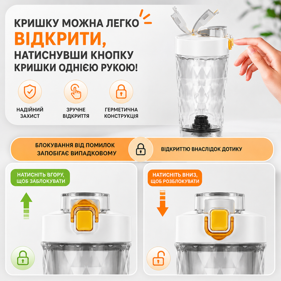 Электрический шейкер 650 мл — Белый, аккумуляторный с LED-подсветкой и контейнером для смеси | Зображення 3