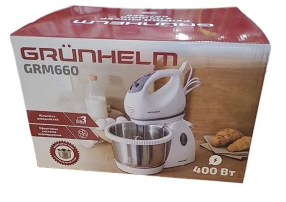 Стаціонарний електричний міксер Grunhelm GRM 660 400 Вт кухонний з насадками | Зображення 7