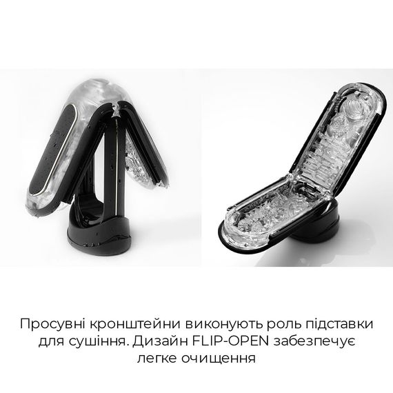 Мастурбатор Tenga Flip Zero Black, змінна інтенсивність стимуляції, розкладний | Зображення 5