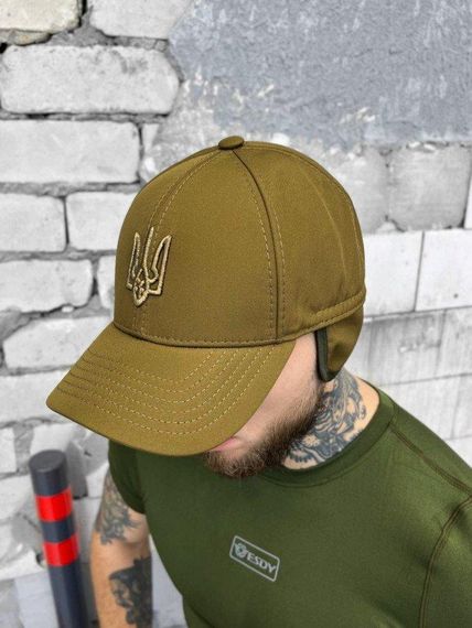 Бейсболка мужская тактическая  softshell на флисе с ушами  Койот ВТ7467