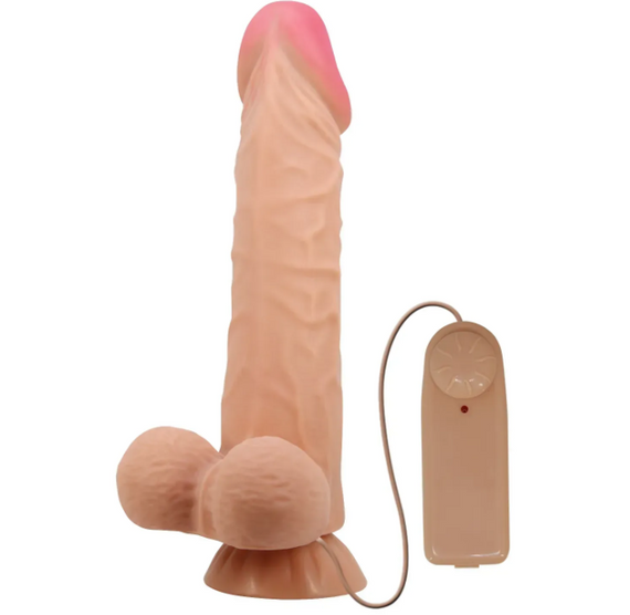 Вібратор на присоску з хребтом і ефектом ковзної шкіри BAILE — Sliding Skin 9,4" Flesh, sexstyle | Зображення 8