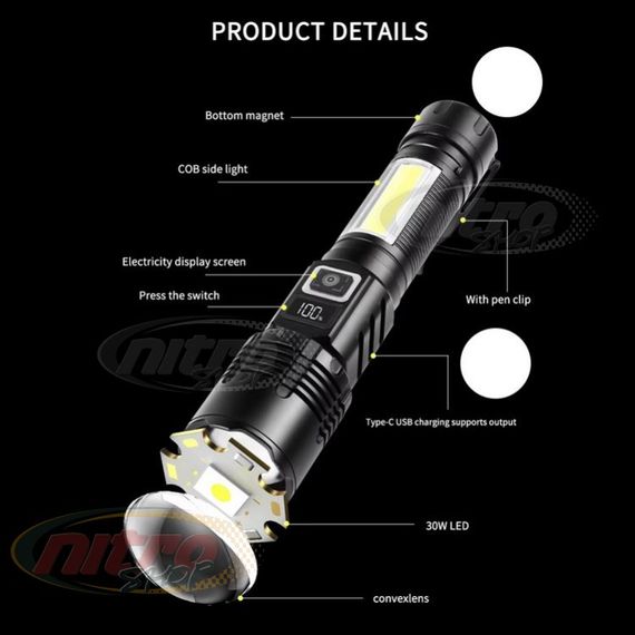 Ліхтар COB18 White Laser LED XPRO PM10 TG COB з магнітом, Power Bank, зарядка через Type-C, zoom (47148-18_265) | Зображення 5