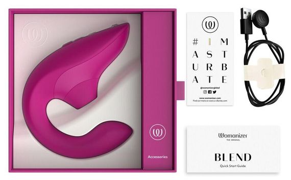 Вагінально-кліторальний стимулятор Womanizer Blend Vibrant Pink, вібрація + вакуум, 2 мотори Sex Aura | Зображення 5