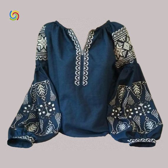 Рубашка Украинская вышиванка 20216911 цвет тёмно-синий размер XХL/3XL