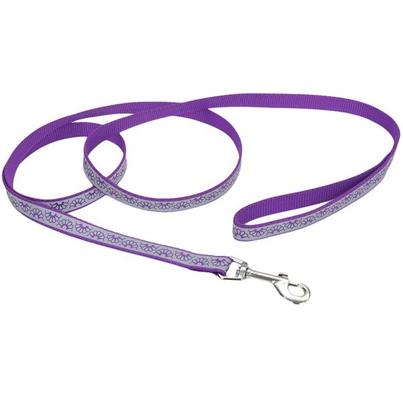 Повідець світловідбивний для собак Coastal Lazer Brite Reflective Leash, 1.2 м х 1.6 см, фіолетова ромашка