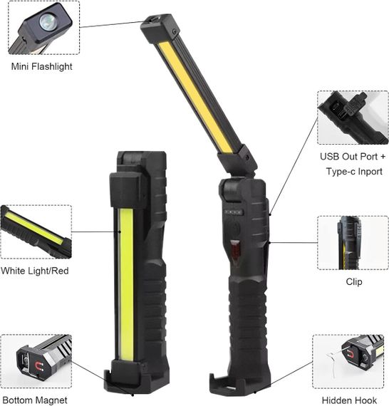 Ліхтар LIGHT L08-1 з магнітним підставою та підвісним гачком для кемпінгу ∙ Акумуляторний поворотний ліхтар LIGHT L08-1 | Зображення 5