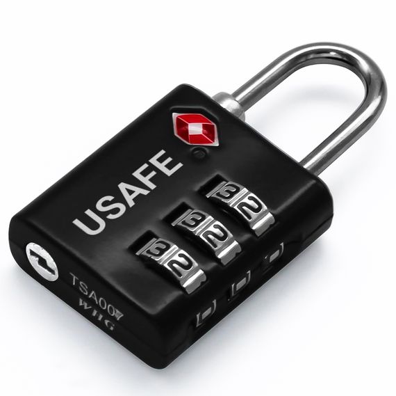 Замок навісний з 3-значним механічним кодом для багажу USafe CP-03-TSA, металева колодка з комбінацією та TSA доступом | Зображення 2
