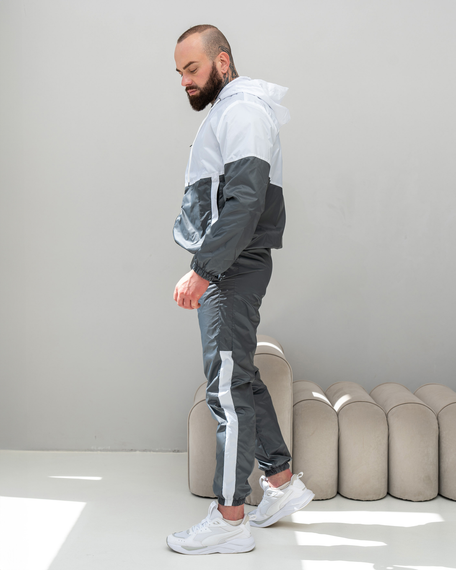 Костюм плащевка ультра серо-белый S M | Зображення 1