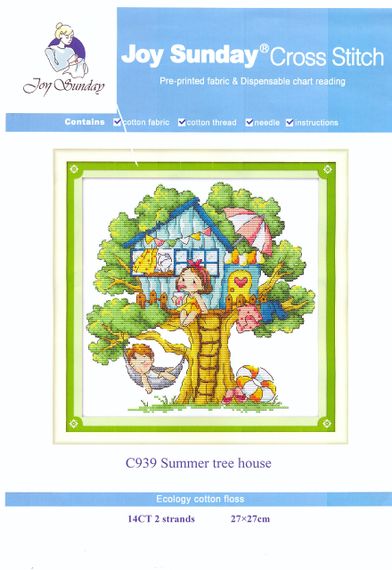 Набір для вишивання за нанесеною на канву схемою "Summer tree house". AIDA 14CT printed, 27*27 см | Зображення 1