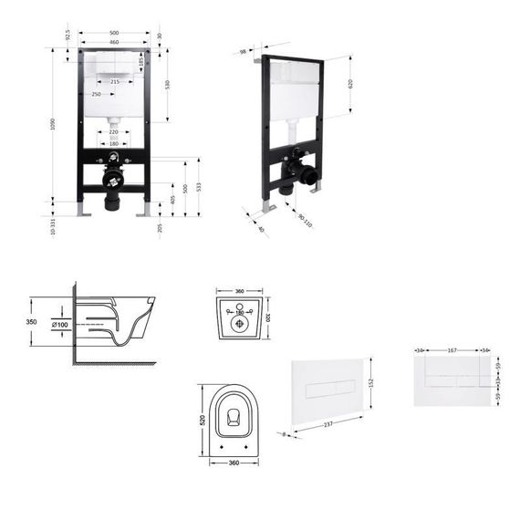Готовое решение Qtap для ванной комнаты: подвесной унитаз Jay Ultra Quiet 520x360x320 + комплект инсталляции Standard (линейная | Зображення 1