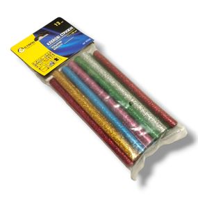Клейові стрижні - 7,2х100мм Кольоровий блискучий 12шт. в упак., Сталь (арт.80240) по 2 шт. золотистих, червоних, малинових,