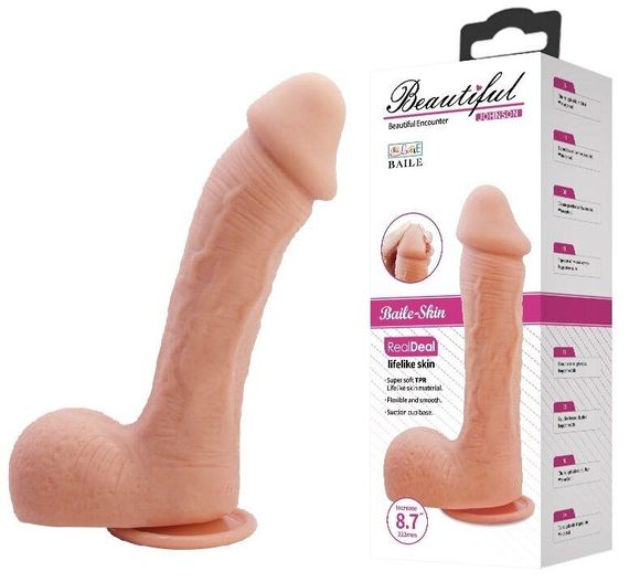 Фаллоимитатор на присоске Baile Beautiful JOHNSON 9.2'' Flesh, BW-008040NR Sex Aura | Зображення 1
