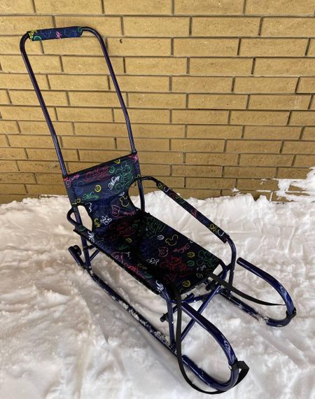 Дитячі санки "Трансформер" складні з ручкою-штовхачем  Колір синій