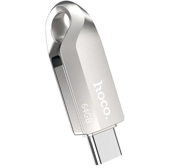 Флешка HOCO UD8 Smart Type-C USB 64Gb, серебристая | Зображення 1