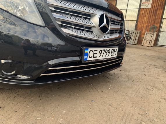 Накладки на решітку бампера (2 шт, нерж) Vito вантажний (чорний хром) для Mercedes Vito / V W447 2014-2024 рр | Зображення 3