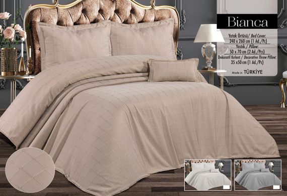 Покрывало з бахромой Kayra 240х260 см Bianca капучино | Зображення 1