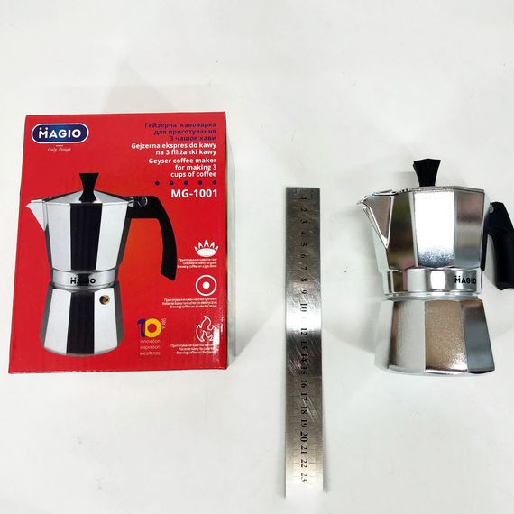 Гейзерная кофеварка Magio MG-1001 150 мл, гейзерная турка для кофе, гейзерная кофеварка из нержавейки | Зображення 6