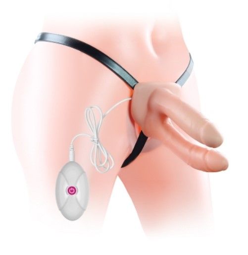 Страпон для подвійного проникнення - Vibrating Unisex Hollow Double Penetration 6" | Зображення 2