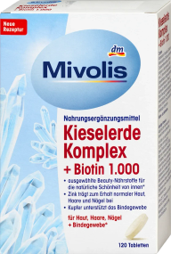 Комплекс Mivolis с биотином, цинком и кремнием – для крепких волос, ногтей и здоровой кожи, 120 таб.