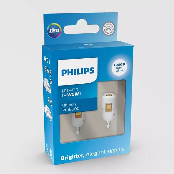 Комплект светодиодных ламп Philips 11961WU60X2 W5W (T10) LED white Ultinon Pro6000 SI 4000K | Зображення 2