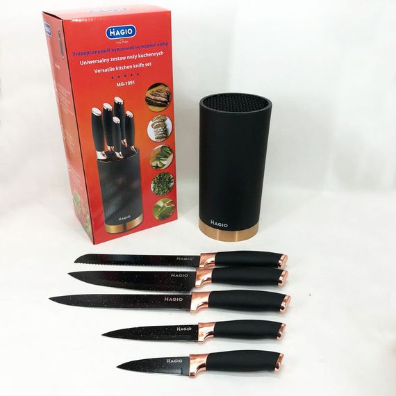 Набор ножей для поваров Magio, Нержавеющий кухонный нож, Качественный набор ножей с подставкой CD-80 | Зображення 4