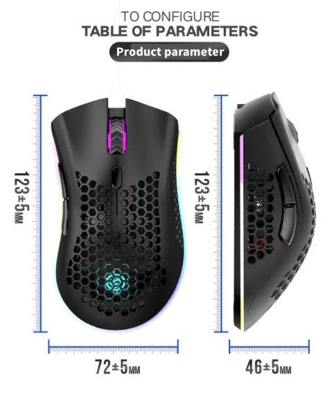 Бездротова Ігрова RGB Миша K-Snake BM600 2.4G з підсвічуванням Чорна | Зображення 4