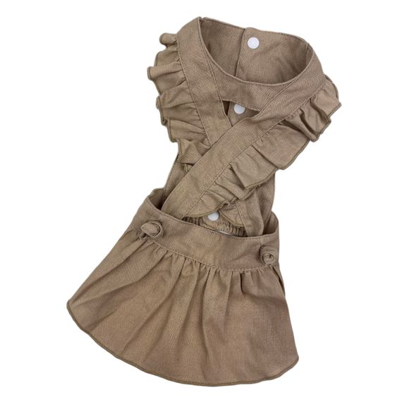 Сукня льон рюші з вузликами беж P-24