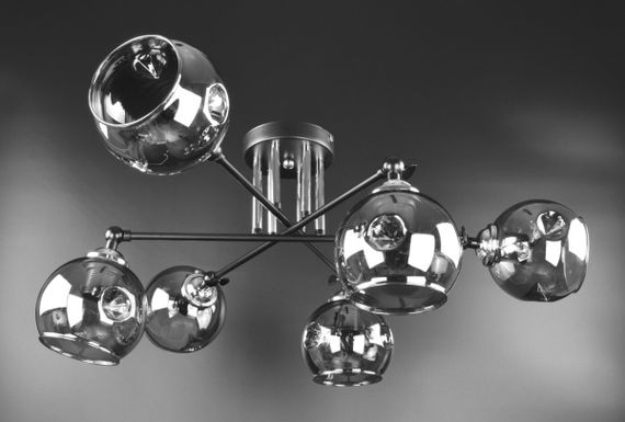 Люстра стельова на 6 лампочок 26168 Чорний 25х72х72 см. | Зображення 2