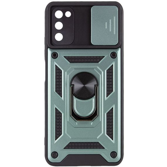 Ударостійкий чохол Camshield Serge Ring для Samsung Galaxy A03s TPU+PC, Шторка на камеру, Зелений | Зображення 1