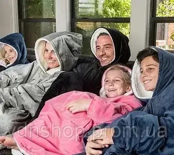 Толстовка-плед з капюшоном для чоловіка та жінки - / Плед жіноча толстовка, худи Сіра | Зображення 2