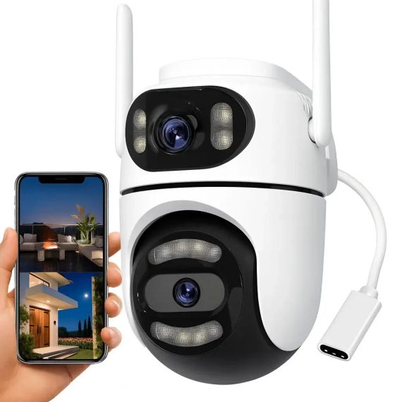 Вулична Wi-Fi камера на 2 об'єктиви, 8MP (від Type-C) Q2/Поворотна камера відеоспостереження/WiFi камера спостереження | Зображення 7