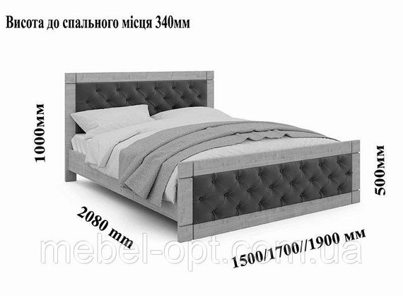 Ліжко двоспальне Natali 140x200 см Біле дерево/велюр Okean (морська хвиля, бірюзовий) вибір кольору оббивки | Зображення 2