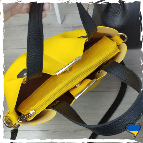 Женская желтая сумка с экокожи люкс качества. Сумка женская экокожа премиум. Женская сумка. Стильная сумочка | Зображення 2