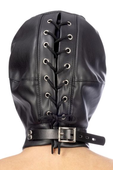 Капюшон для БДСМ зі знімною маскою Fetish Tentation BDSM hood in leatherette with removable mask sexstyle | Зображення 3