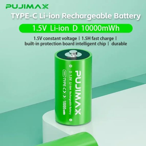 PUJIMAX 1.5V D-типу літієві акумулятори, високоякісні, ємність 10 000 мАг·год, стабільна напруга | Зображення 7